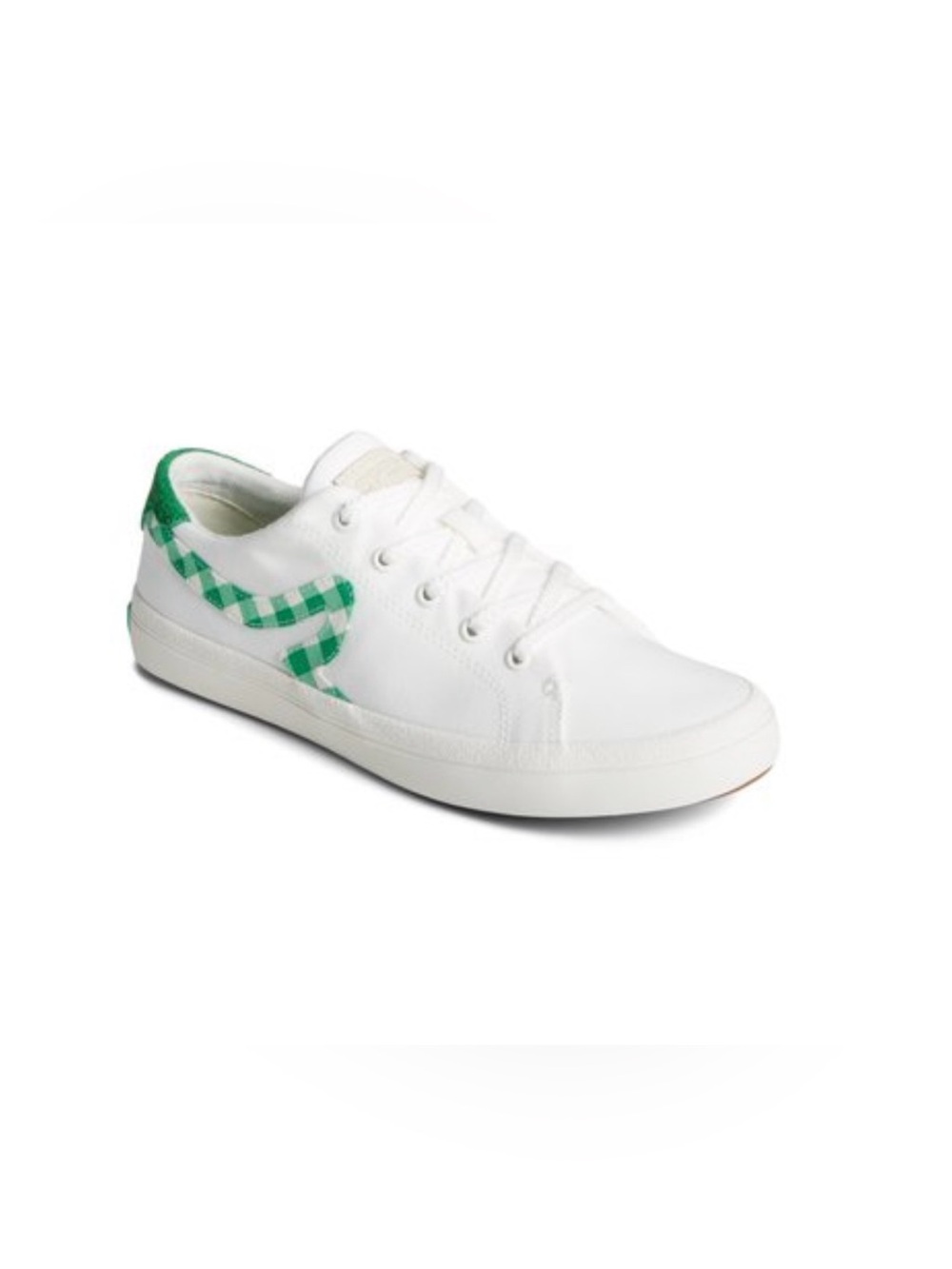 Sperry White Sneaker with Green Insole Accent